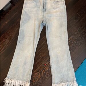 NWT AKIRA Light Blue Feather Hem Wide Leg Jeans, Sz 5